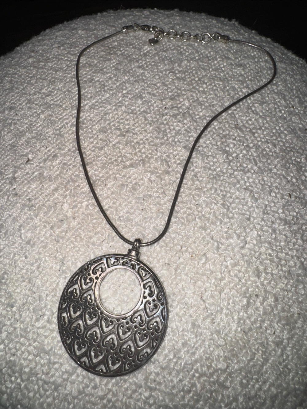Brighton Silver-Tone Openwork Heart Circle Pendant Necklace